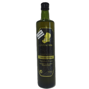 CAJA 12 UNIDADES BOTELLA DE VIDRIO OLEUMBIDA ACEITE DE OLIVA VIRGEN EXTRA 75 CL - PRIMERA PRESION SIN FILTRAR
