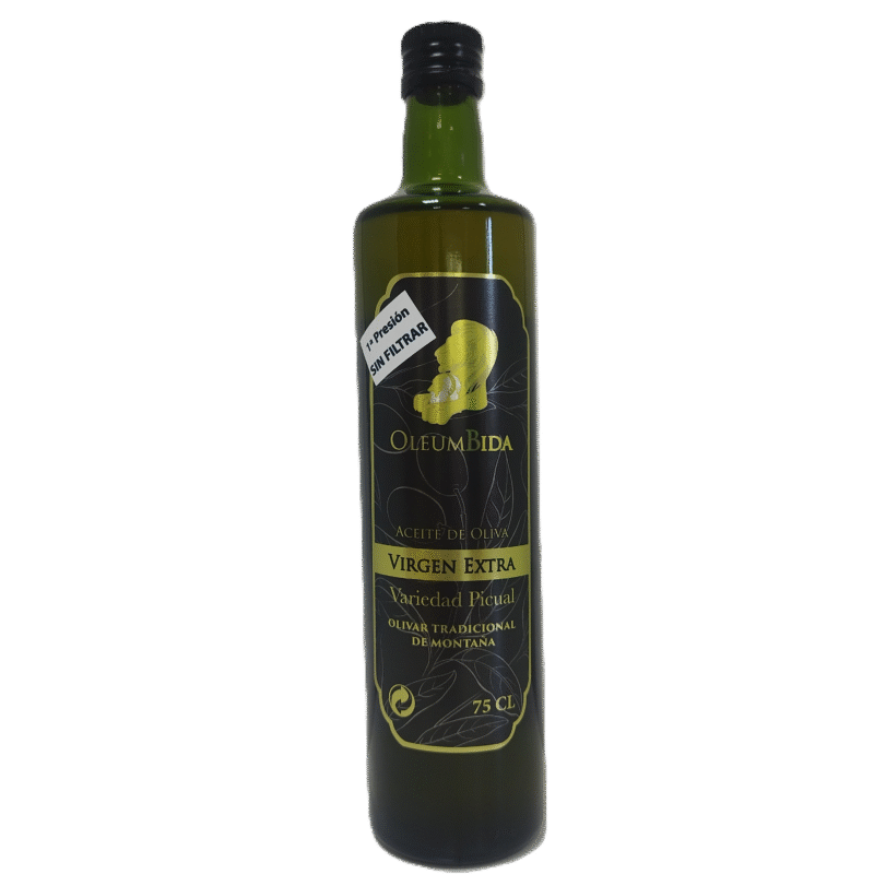 CAJA 12 UNIDADES BOTELLA DE VIDRIO OLEUMBIDA ACEITE DE OLIVA VIRGEN EXTRA 75 CL - PRIMERA PRESION SIN FILTRAR